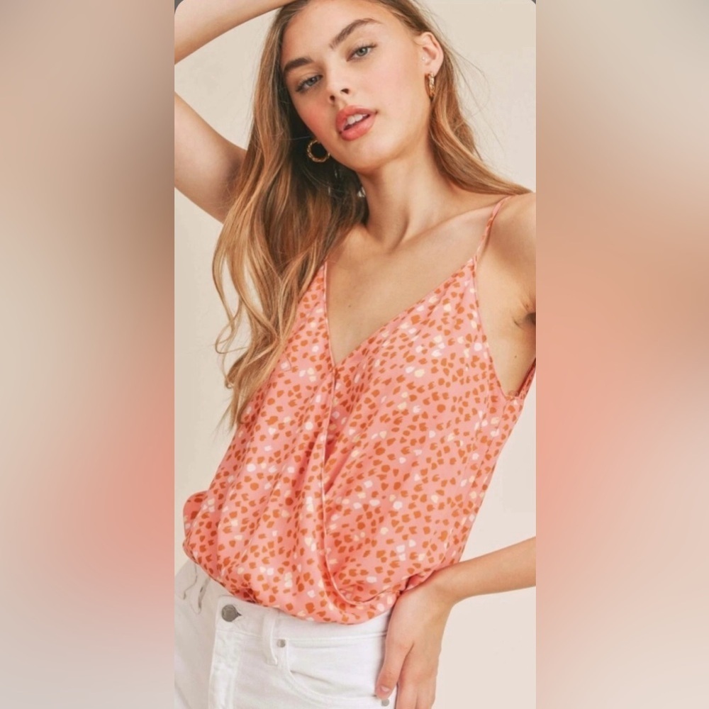 Lush pink tan cream spotted strappy bodysuit thong snap closure size m medium